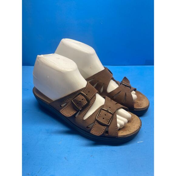 Fly Flot Italian Comfort Leather Buckle Slides Anatomic Women's Shoes Size 39 - Picture 4 of 10